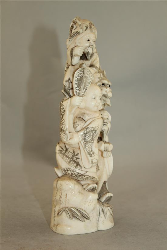 A Japanese walrus ivory okimono, early 20th century, 19cm